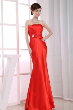 Trumpet/Mermaid Strapless Long Red Prom Evening Bridesmaid Dresses ED010804