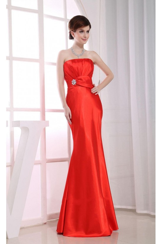 Trumpet/Mermaid Strapless Long Red Prom Evening Bridesmaid Dresses ED010804