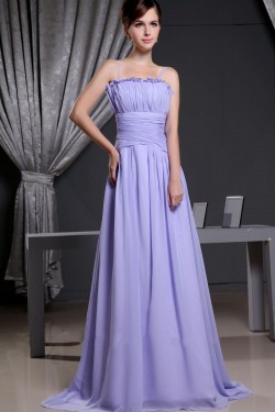 A-Line Spaghetti Strap Long Chiffon Prom Evening Dresses ED010809