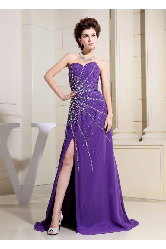 A-Line Sweetheart Beaded Long Purple Chiffon Prom Evening Dresses ED010810 A-Line Sweetheart Beaded Long Purple Chiffon Prom Evening Dresses ED010810