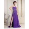 A-Line Sweetheart Beaded Long Purple Chiffon Prom Evening Dresses ED010810