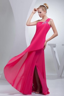 Sheath/Column One-Shoulder Long Chiffon Prom Evening Dresses ED010814