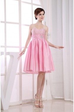 A-Line Sweetheart Beaded Short Pink Prom Evening Dresses ED010816