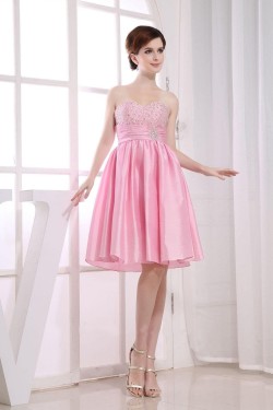 A-Line Sweetheart Beaded Short Pink Prom Evening Dresses ED010816