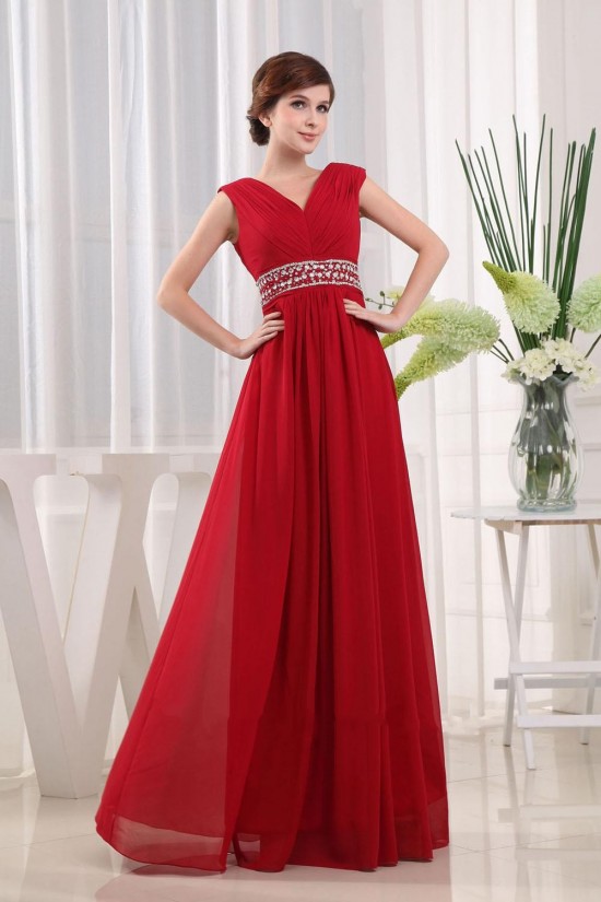 A-Line Beaded Long Red Chiffon Prom Evening Dresses ED010817 A-Line Beaded Long Red Chiffon Prom Evening Dresses ED010817