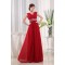 A-Line Beaded Long Red Chiffon Prom Evening Dresses ED010817