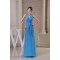 A-Line Halter Long Blue Chiffon Prom Evening Bridesmaid Dresses ED010819