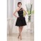 A-Line One-Shoulder Short Black Prom Evening Dresses ED010821