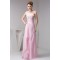 A-Line One-Shoulder Long Pink Chiffon Prom Evening Dresses ED010826