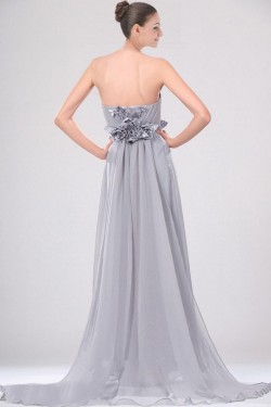 A-Line Strapless Long Chiffon Prom Evening Dresses ED010827