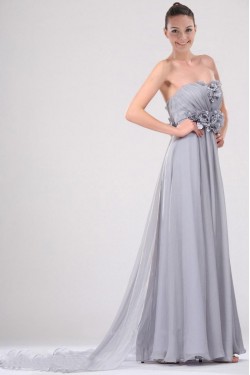 A-Line Strapless Long Chiffon Prom Evening Dresses ED010827