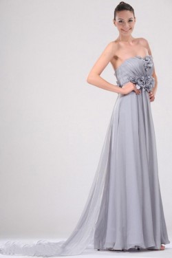 A-Line Strapless Long Chiffon Prom Evening Dresses ED010827