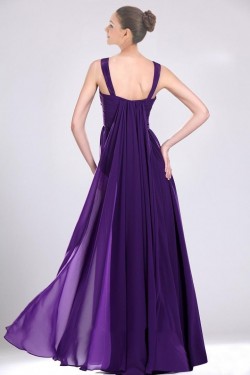 A-Line Straps Beaded Long Chiffon Prom Evening Dresses ED010828
