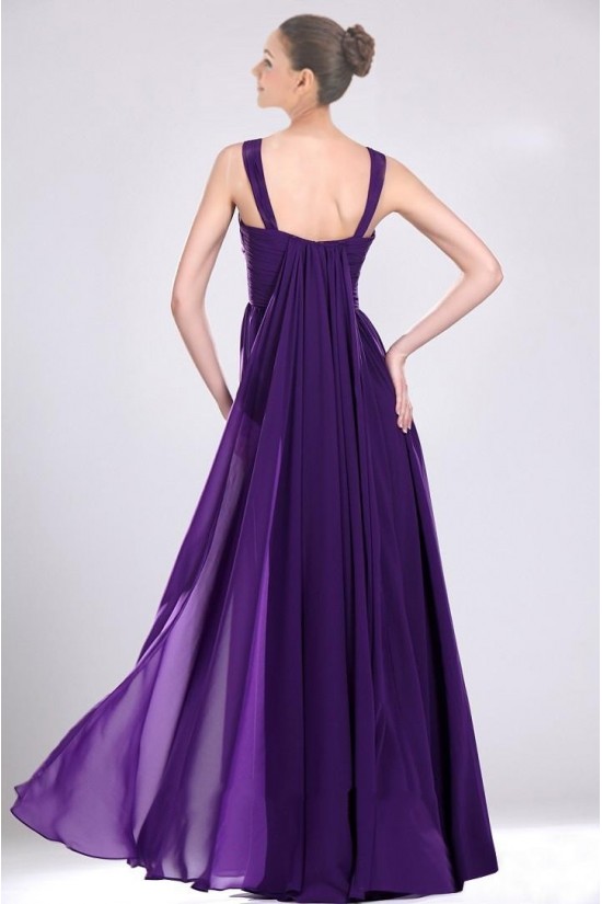 A-Line Straps Beaded Long Chiffon Prom Evening Dresses ED010828
