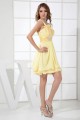 Short One-Shoulder Beaded Yellow Prom Evening Dresses Bridesmaid Dresses ED010829