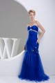 Trumpet/Mermaid Sweetheart Beaded Long Blue Prom Evening Dresses ED010838