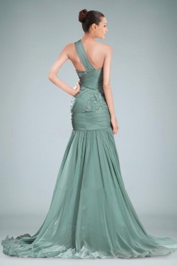 Trumpet/Mermaid One-Shoulder Long Prom Evening Dresses ED010842