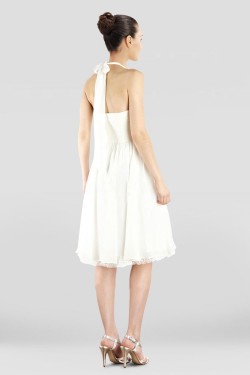 A-Line Halter Short White Chiffon Prom Evening Dresses ED010846