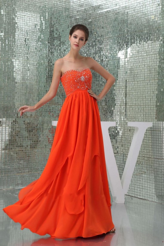 A-Line Sweetheart Beaded Long Chiffon Prom Evening Dresses ED010849 A-Line Sweetheart Beaded Long Chiffon Prom Evening Dresses ED010849