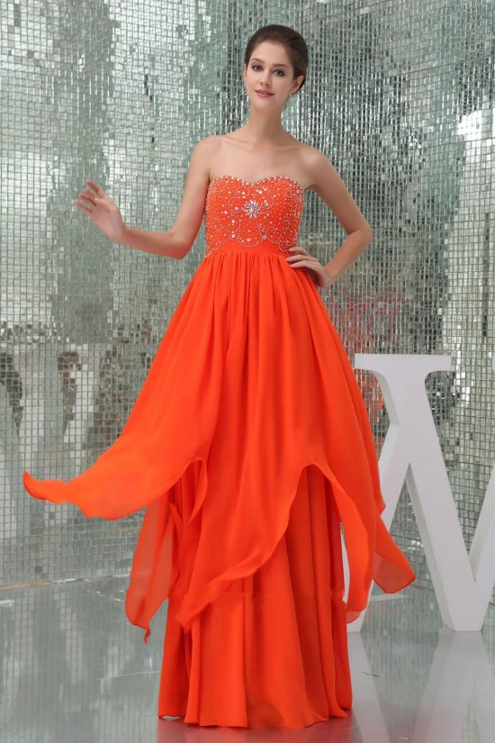 A-Line Sweetheart Beaded Long Chiffon Prom Evening Dresses ED010849 A-Line Sweetheart Beaded Long Chiffon Prom Evening Dresses ED010849