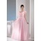 A-Line Cap Sleeve Long Pink Chiffon Prom Evening Dresses ED010850