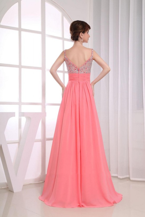 A-Line Beaded Straps Long Chiffon Prom Evening Formal Dresses ED010855 A-Line Beaded Straps Long Chiffon Prom Evening Formal Dresses ED010855