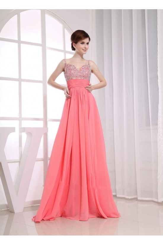 A-Line Beaded Straps Long Chiffon Prom Evening Formal Dresses ED010855 A-Line Beaded Straps Long Chiffon Prom Evening Formal Dresses ED010855