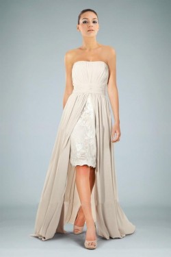 High Low Strapless Lace and Chiffon Prom Evening Formal Dresses ED010861