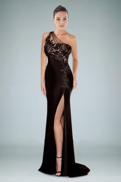 Sheath One-Shoulder Long Prom Evening Formal Dresses ED010863