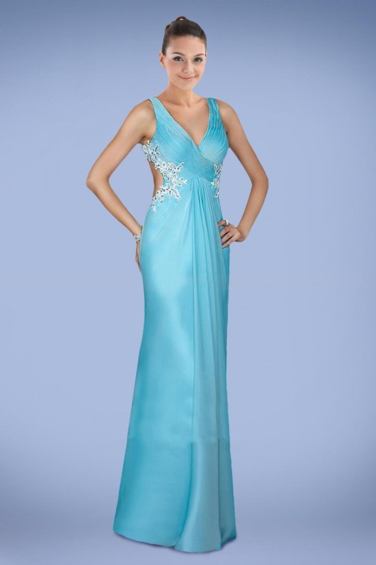 Sheath V-Neck Blue Long Chiffon Prom Evening Formal Dresses ED010864 Sheath V-Neck Blue Long Chiffon Prom Evening Formal Dresses ED010864