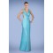 Sheath V-Neck Blue Long Chiffon Prom Evening Formal Dresses ED010864