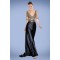 Sheath V-Neck Half Sleeve Beaded Long Prom Evening Formal Dresses ED010866