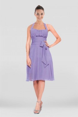 A-Line Halter Short Chiffon Bridesmaid Dresses ED010868