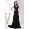 Long Black V-Neck Sweep Train Chiffon Prom Evening Formal Dresses ED010871