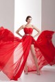 Sweetheart Long Red Chiffon Split Prom Evening Formal Dresses ED010872