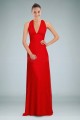 V-Neck Red Long Chiffon Prom Evening Formal Bridesmaid Dresses ED010874