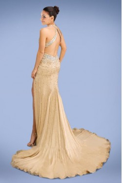 Beaded Split-Front Long Chiffon Prom Evening Formal Dresses ED010879