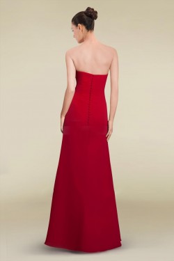 A-Line Strapless Red Long Chiffon Prom Evening Formal Dresses ED010880