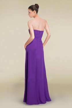 A-Line Strapless Purple Long Chiffon Prom Evening Formal Bridesmaid Dresses ED010882