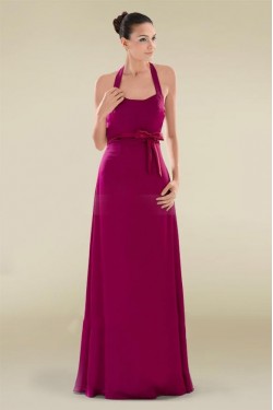 A-Line Halter Long Chiffon Prom Evening Formal Dresses ED010888