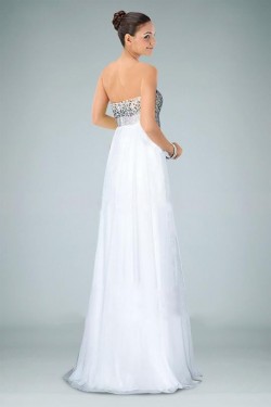 A-Line Sweetheart Beaded White Long Chiffon Prom Evening Formal Dresses ED010891