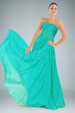 A-Line Strapless Long Chiffon Prom Evening Formal Dresses ED010894