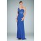 Sheath/Column One-Shoulder Beaded Blue Long Chiffon Prom Evening Formal Dresses ED010902