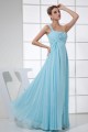 Empire One-Shoulder Beaded Blue Long Chiffon Prom Evening Formal Dresses Maternity Dresses ED010907