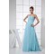 Empire One-Shoulder Beaded Blue Long Chiffon Prom Evening Formal Dresses Maternity Dresses ED010907