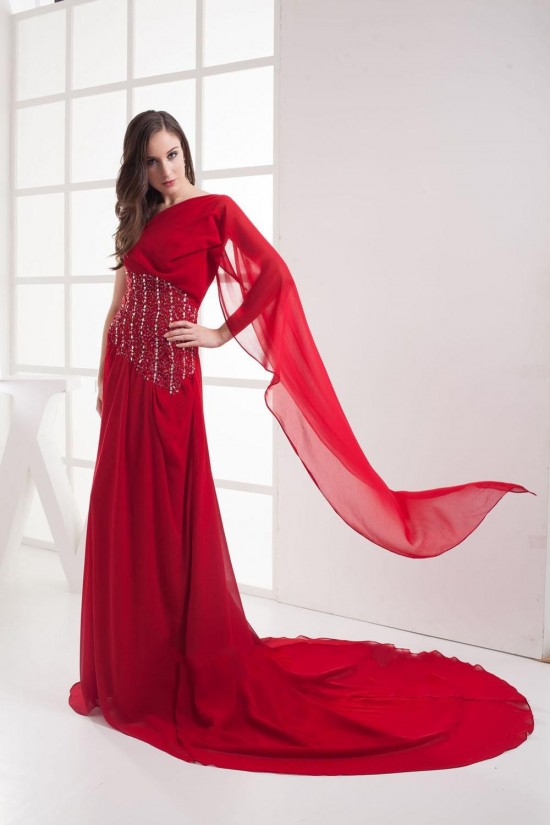A-Line One-Shoulder Beaded Red Long Chiffon Prom Evening Formal Dresses ED010911 A-Line One-Shoulder Beaded Red Long Chiffon Prom Evening Formal Dresses ED010911