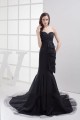 Trumpet/Mermaid Sweetheart Sweep Train Black Long Prom Evening Formal Dresses ED010912