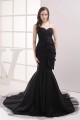 Trumpet/Mermaid Sweetheart Sweep Train Black Long Prom Evening Formal Dresses ED010912