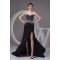 Beaded Sweetheart Split-Front Black Long Chiffon Prom Evening Formal Dresses ED010914