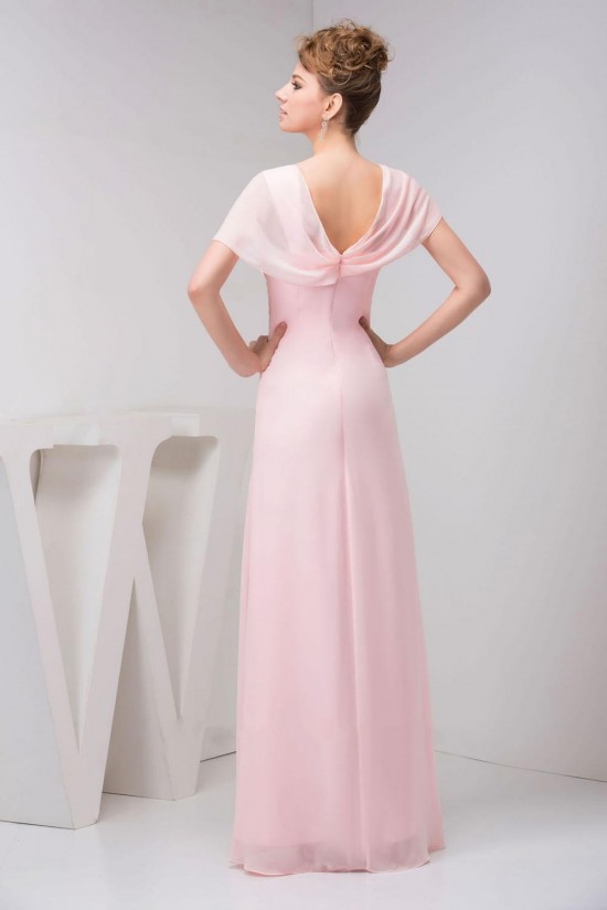 Sheath/Column Cap Sleeve Pink Long Chiffon Prom Evening Formal Dresses ED010918 Sheath/Column Cap Sleeve Pink Long Chiffon Prom Evening Formal Dresses ED010918